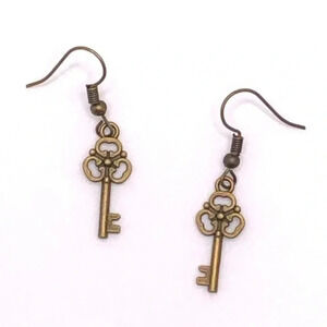 Antique Bronze Style Handmade Key Earrings D NWT